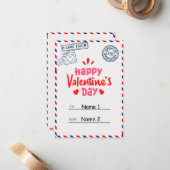 Carte De Correspondance Saint Valentin Enfants Fraise Sucrée (Devant/Arrière en situation)
