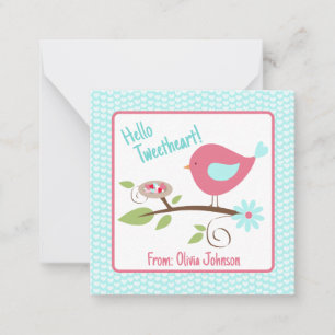 Carte De Correspondance Saint Valentin mignonne Birdie Bonjour Tweetheart 