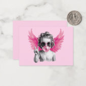 Carte De Correspondance Saint-Valentin Soufflant Bulle Cupidon Fête de la  (Devant/Arrière en situation)