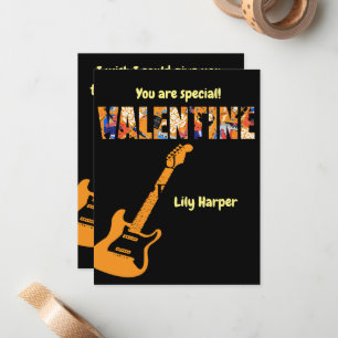 Carte De Correspondance Saint-Valentin Tu Dechires Guitare Rouge Enfants S
