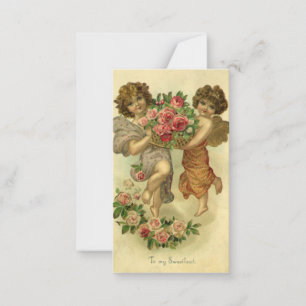 Carte De Correspondance Saint Valentin victorienne vintage, Angels Rose