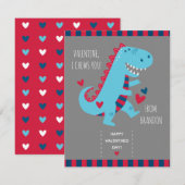 Carte De Correspondance Salle de classe pour enfants Dinosaure Valentines (Devant / Derrière)