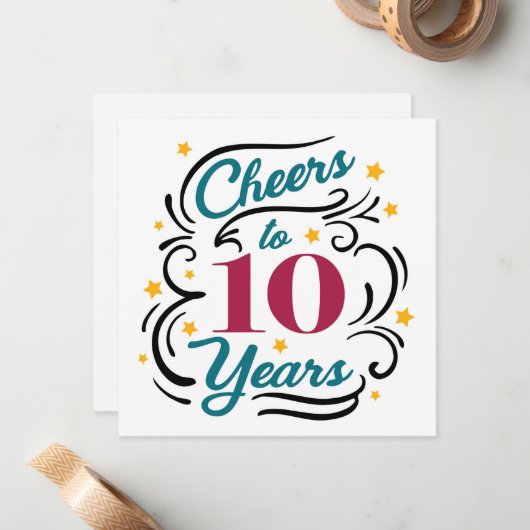 Carte De Correspondance Salutations à 10 ans (Devant/Arrière en situation)