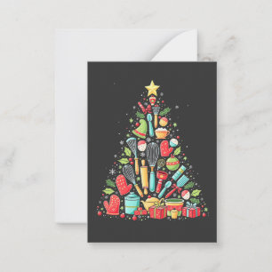Carte De Correspondance Sapin de Noël Boulangerie Chef Cuisinier Xmas