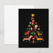 Carte De Correspondance Sapin de Noël Drôle de Dachshund (Devant / Derrière)