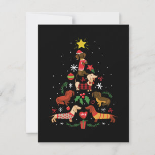 Carte De Correspondance Sapin de Noël drôle de teckel