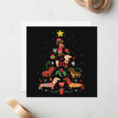 Carte De Correspondance Sapin de Noël drôle teckel (Devant/Arrière en situation)