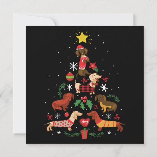 Carte De Correspondance Sapin de Noël drôle teckel (Devant)