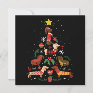 Carte De Correspondance Sapin de Noël drôle teckel