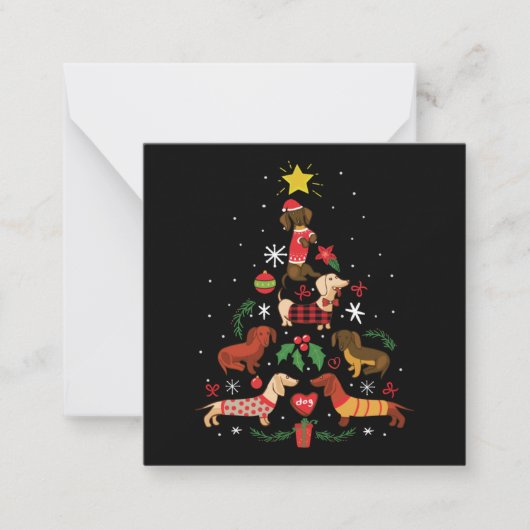 Carte De Correspondance Sapin de Noël drôle teckel (Devant)