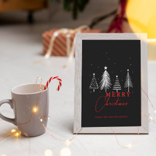 Carte De Correspondance Sapin de Noël Élégant Simple Épinette Noir Mini