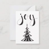 Carte De Correspondance Sapin de Noël noir et blanc Modern Joy  (Devant)