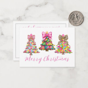 Carte De Correspondance Sapins de Noël Rose et Vert Prépa