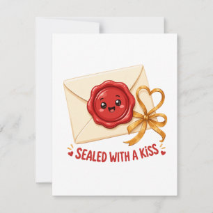Carte De Correspondance Scellé d'un Baiser Dessin de Lettre d'Amour Mignon