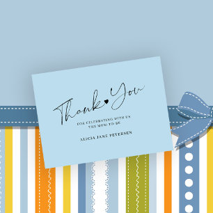 Carte De Correspondance Scénario de baby shower budget merci bleu clair