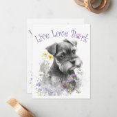 Carte De Correspondance Schnauzer Chien Maman Floral (Devant/Arrière en situation)