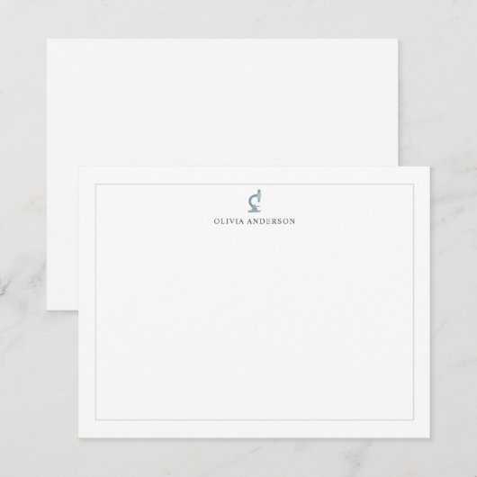 Carte De Correspondance Science Microscope Gray Border Personalized (Devant / Derrière)