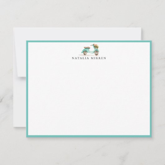 Carte De Correspondance Scooter floral aquarelle (Devant)