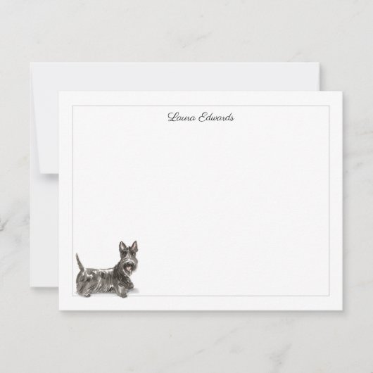 Carte De Correspondance Scottish Terrier Gray Border Personalized (Devant)