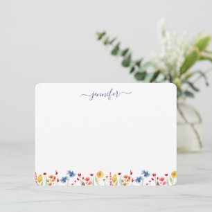 Carte De Correspondance Script bleu personnalisé Meadow fleur sauvage