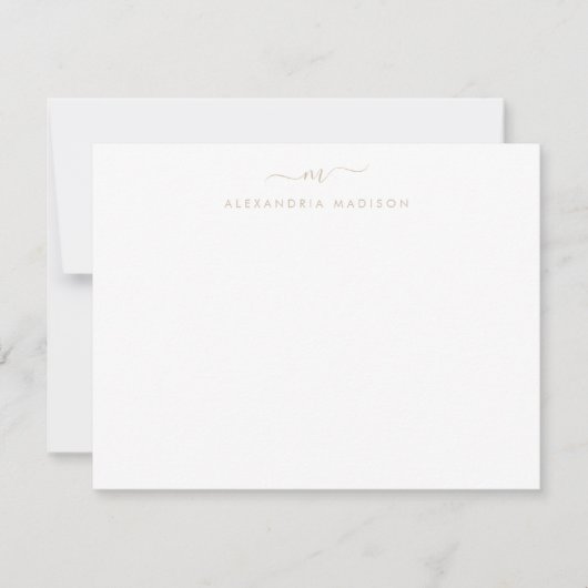 Carte De Correspondance Script Brown Beige Monogramme Laveuse Chic (Devant)