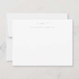 Carte De Correspondance Script Brown Beige Monogramme Laveuse Chic