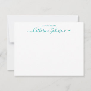 Carte De Correspondance Script Calligraphie Une Note De Turquoise Aqua Gre