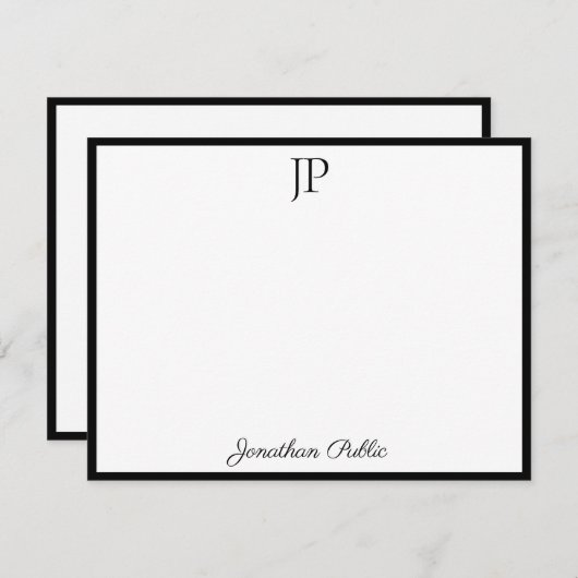 Carte De Correspondance Script de calligraphie classique Texte Monogramme  (Devant / Derrière)