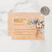 Carte De Correspondance Script de calligraphie en bois rustique sur (Devant/Arrière en situation)