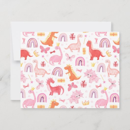 Carte De Correspondance Script de dinosaure Dino Magenta Rose (Dos)