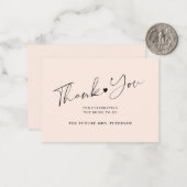 Carte De Correspondance Script de douche nuptiale budget rose pâle merci (Devant/Arrière en situation)