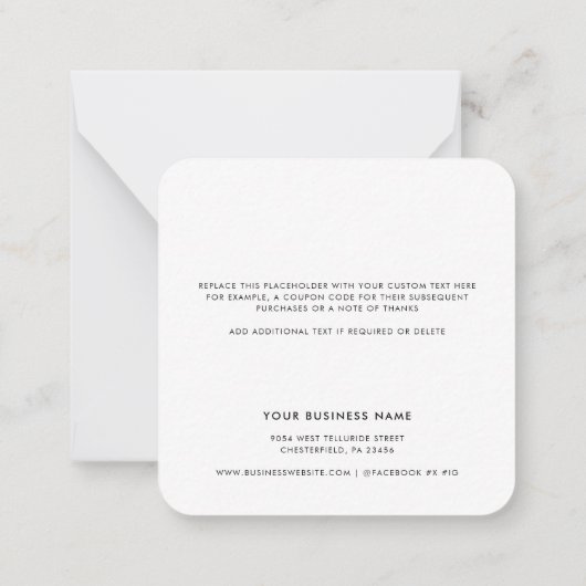 Carte De Correspondance Script de logo d'entreprise Merci d'entreprise (Dos)