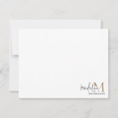 Carte De Correspondance Script de monogramme d'or noir moderne (Devant)