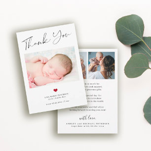 Carte De Correspondance Script de remerciement pour l'annonce de naissance