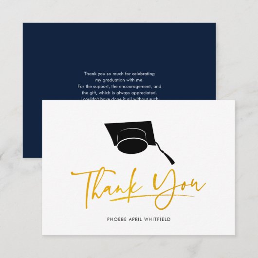 Carte De Correspondance Script de remise des diplômes 2026 Merci (Devant / Derrière)