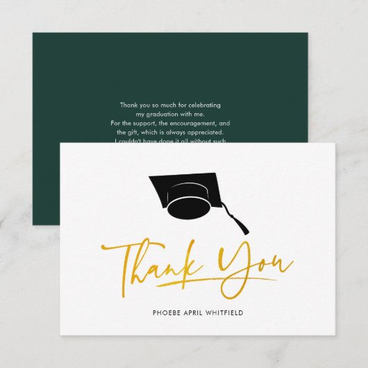 Carte De Correspondance Script de remise des diplômes 2026 Merci (Devant / Derrière)