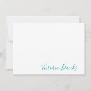 Carte De Correspondance Script de signature personnalisée Turquoise élégan