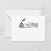 Carte De Correspondance Script de stylo Quill Sketch Faux Silver (Devant)