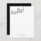 Carte De Correspondance Script Décontracté noir et blanc minimal (Devant / Derrière)