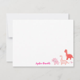 Carte De Correspondance Script Dinosaure Dino Magenta Rose
