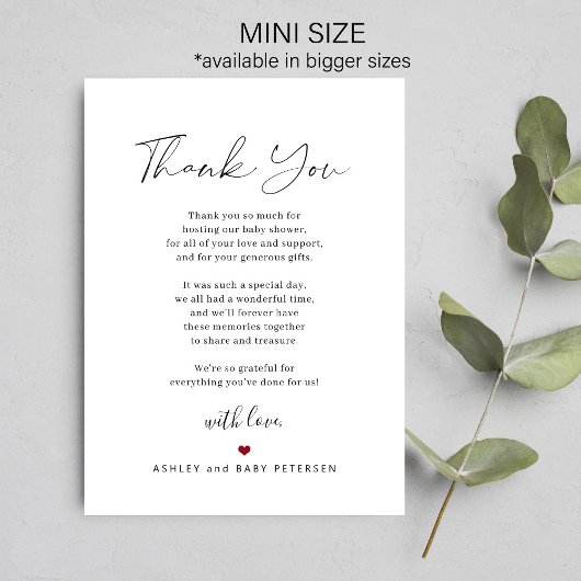 Carte De Correspondance Script du baby shower budgétaire merci