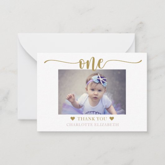 Carte De Correspondance Script élégant de la photo d'anniversaire (Devant)