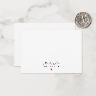 Carte De Correspondance Script élégant moderne M & Mme Mariage Minimaliste
