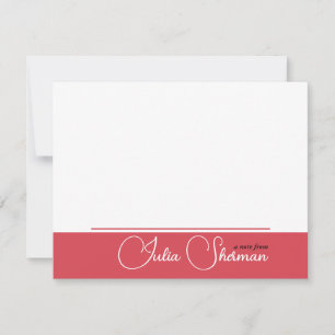 Carte De Correspondance Script féminin moderne Hibiscus Rouge Minimaliste