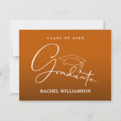 Carte De Correspondance Script Gradué Brûlé Merci orange (Devant)