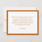 Carte De Correspondance Script Gradué Brûlé Merci orange (Dos)