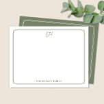 Carte De Correspondance Script Initial Jolie famille papeterie verte<br><div class="desc">Cette conception comporte une mince bordure double avec de l'espace pour un joli monogramme de script/initial en haut et nom/texte en bas. Cliquez sur le bouton personnaliser si vous souhaitez ajuster les éléments de conception et/ou modifier le texte ! Des variantes de ce design, des couleurs supplémentaires, ainsi que des...</div>