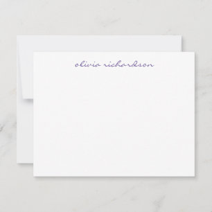 Carte De Correspondance Script manuscrit moderne chic violet foncé
