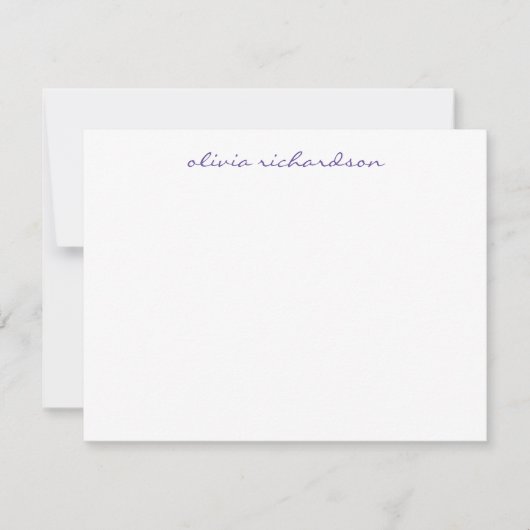 Carte De Correspondance Script manuscrit moderne chic violet foncé (Devant)