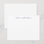 Carte De Correspondance Script manuscrit moderne chic violet foncé (Devant / Derrière)
